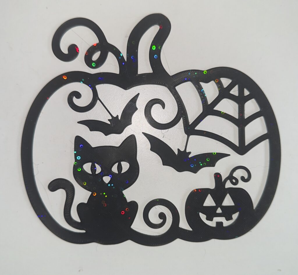 Halloween-Kürbis mit Katze – 3D-gedruckte Wanddekoration